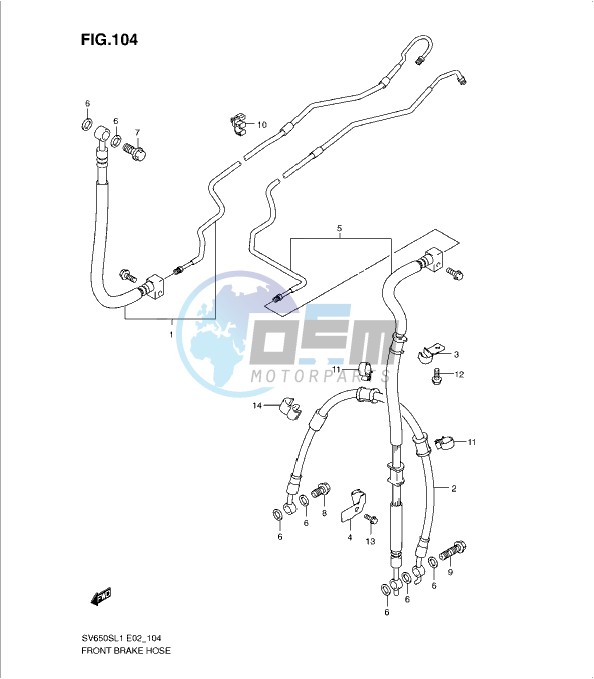 FRONT BRAKE HOSE (SV650SAL1 E24)