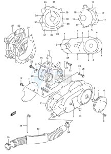 AN125 (E2) Burgman drawing CRANKCASE COVER (MODEL S)