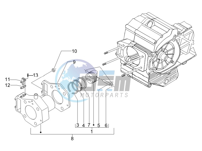 Cylinder-piston-wrist pin unit