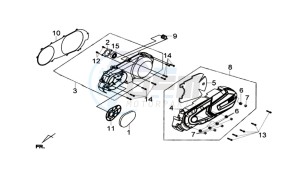 GTS 300i drawing CRANKCASE COVER LEFT