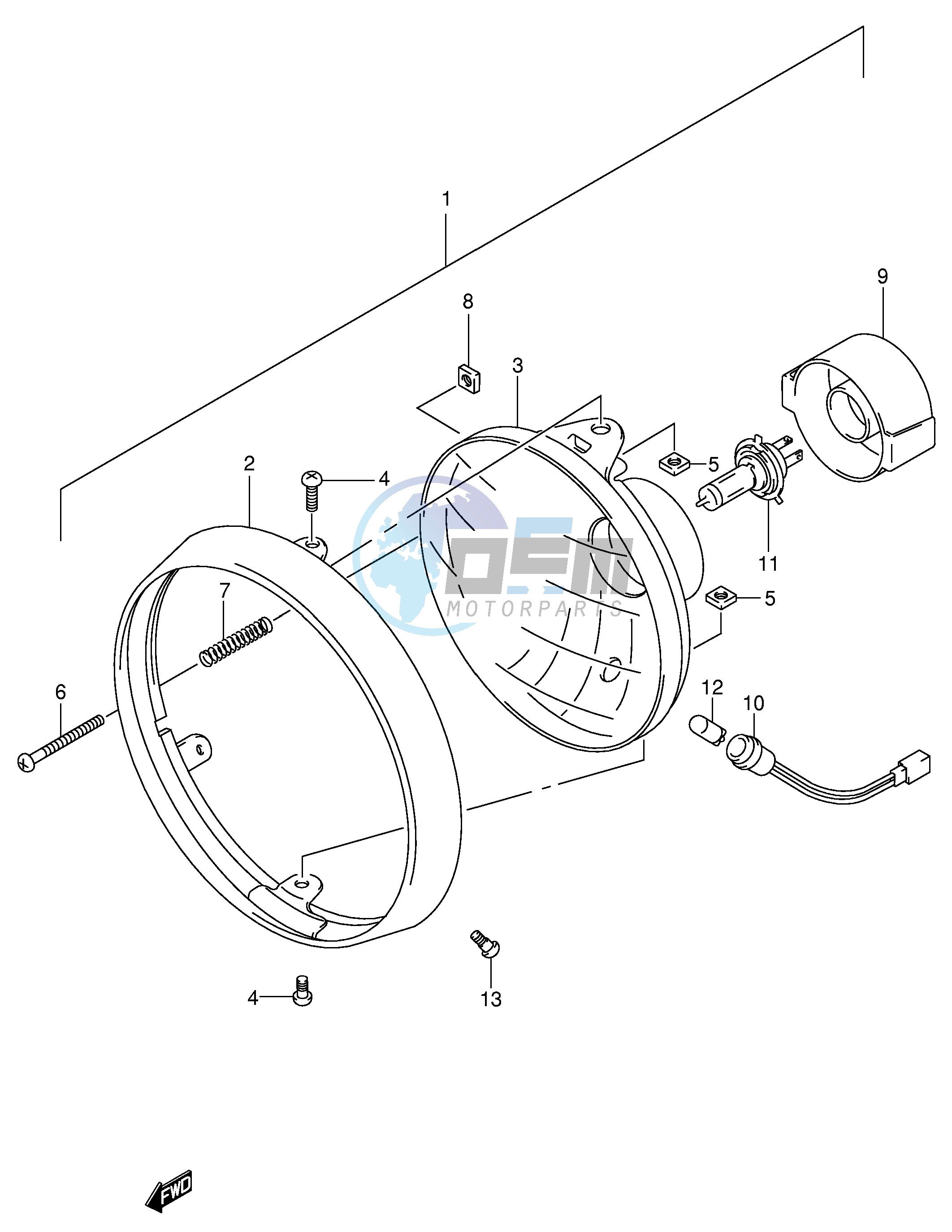 HEADLAMP (SV650X UX Y UY K1 UK1 K2 UK2)