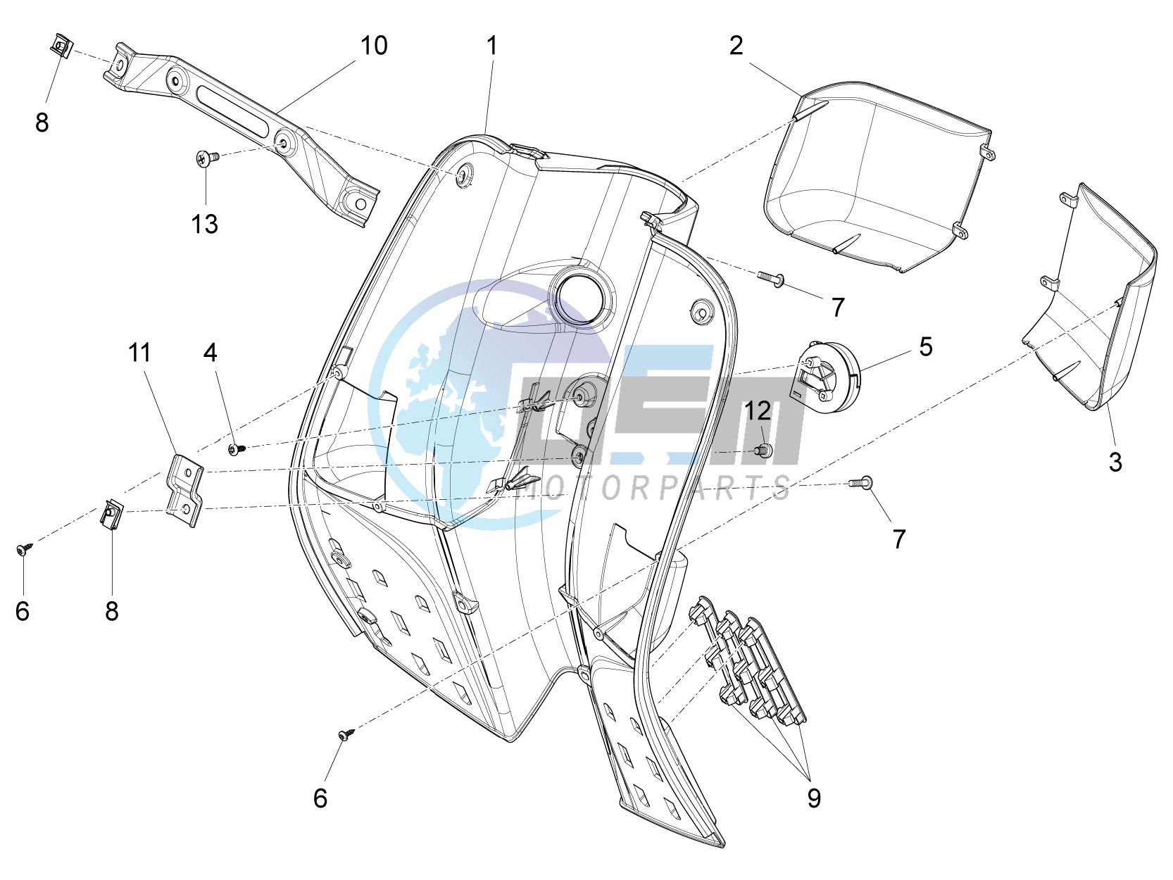 Front glovebox - Knee-guard panel