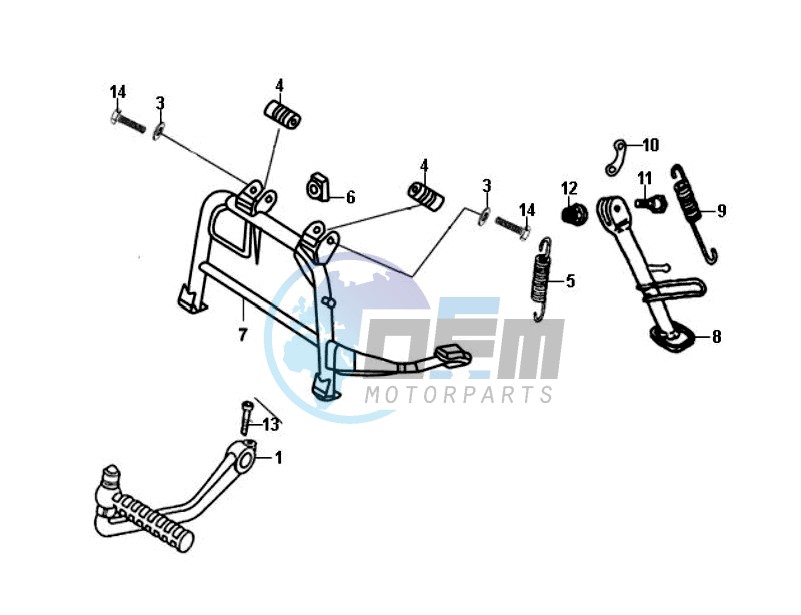 CENTRAL STAND - SIDE STAND - KICKSTARTER PEDAL