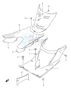 AN125 (E2) Burgman drawing REAR LEG SHIELD (MODEL S T V W)