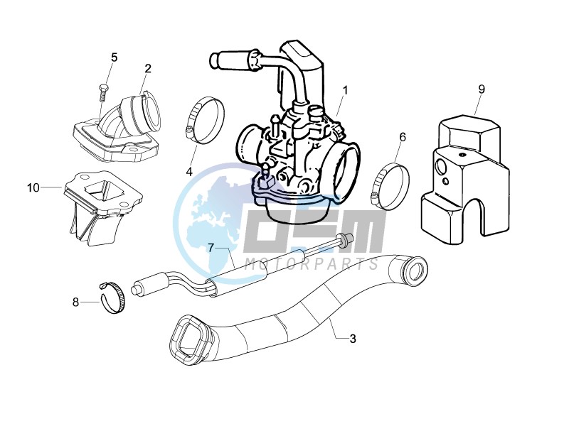 Carburettor assembly - Union pipe