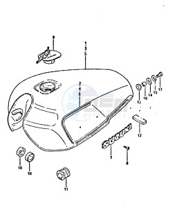 GSX750 (T-X) drawing FUEL TANK (MODEL X : 24L)