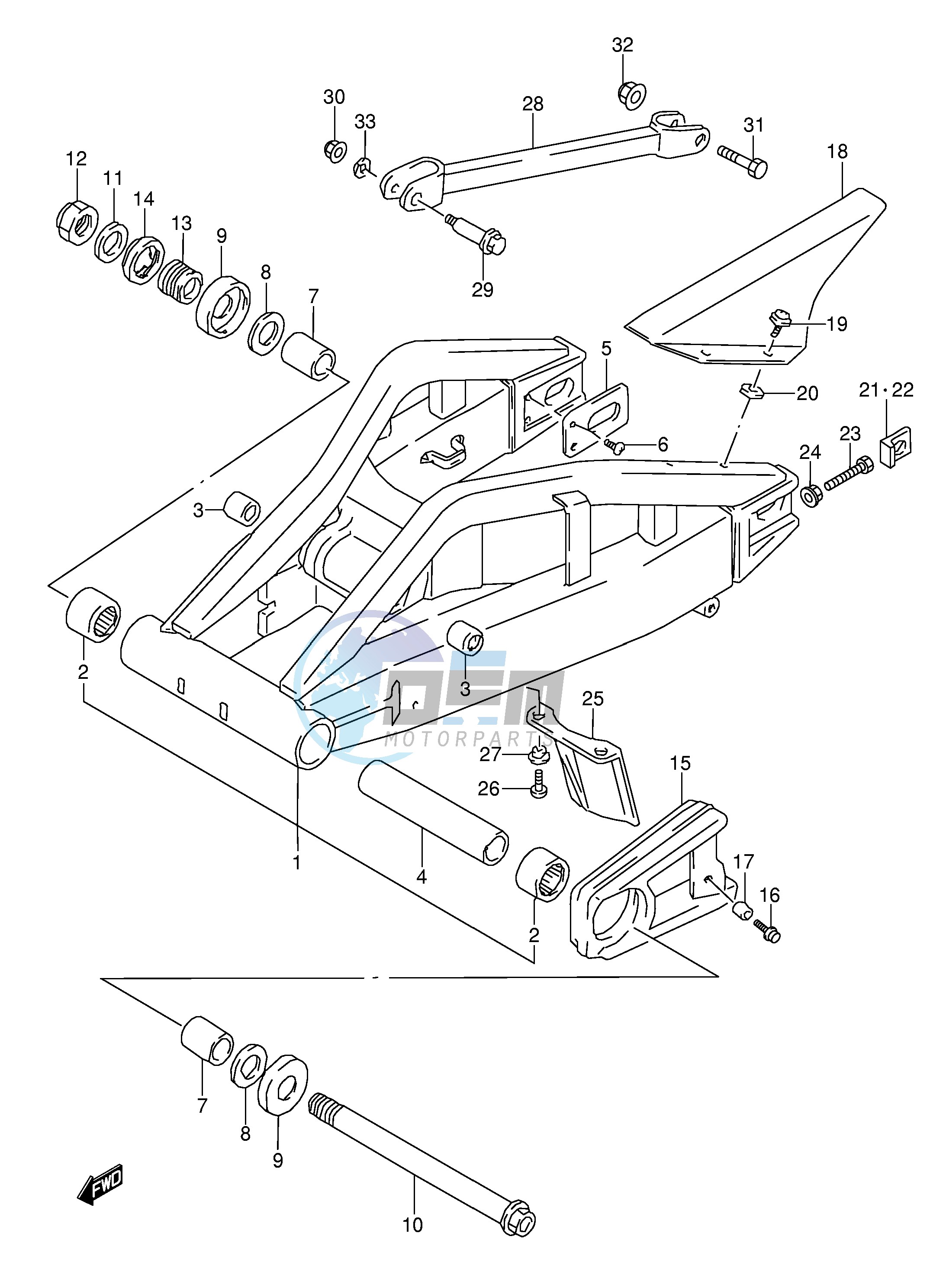 REAR SWINGING ARM (MODEL S T V W)