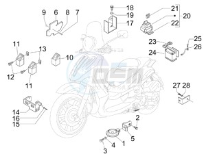 Beverly 400 ie Tourer e3 drawing Remote control switches - Battery - Horn