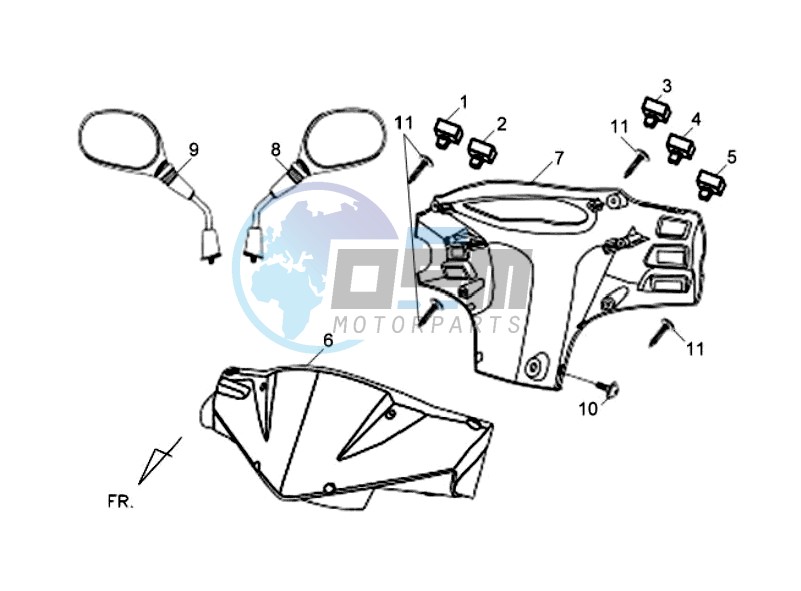 HEAD LIGHT COVER / SPEEDOMETER COWL / MIRRORS