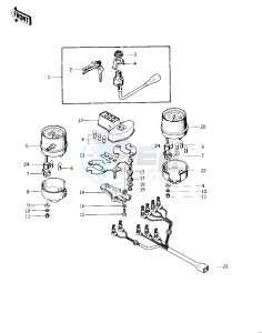 KZ 400 D (D) drawing METERS_IGNITION SWITCH -- 74 -75 KZ400_KZ400D- -