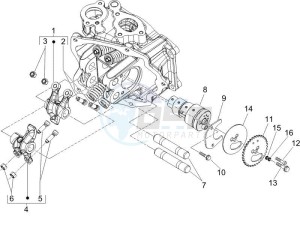 X9 125 Evolution powered drawing Camshaft - Rocking levers support unit