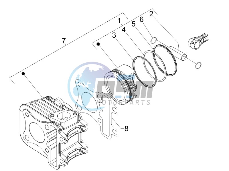 Cylinder - piston - wrist pin unit