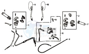 ALLO 50 45 KM/H L6 drawing HANDLEBAR / BRAKE LEVERS /CABLES