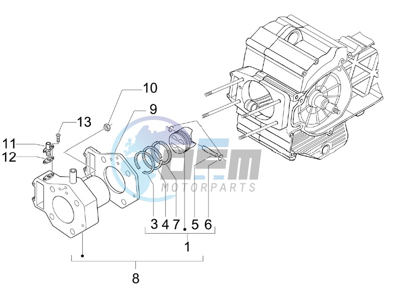 Cylinder-piston-wrist pin unit