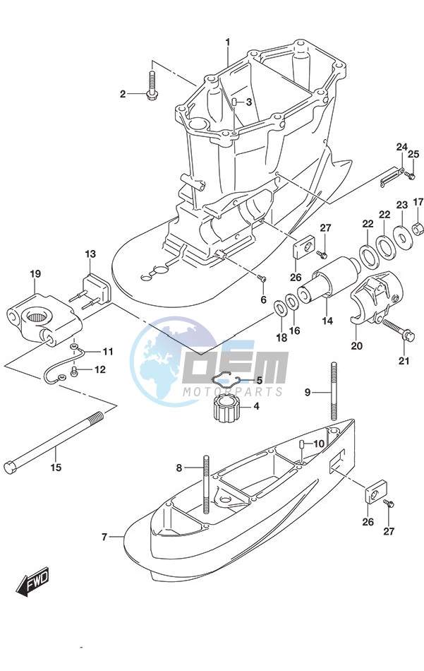 Drive Shaft Housing w/Transom (X) & (XX)