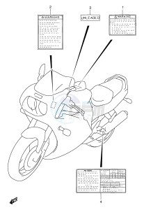 GSX-R1100W (E2) drawing LABEL (MODEL T V W)