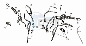 XS 125 drawing MIRRORS L /R / THROTTLE CABLE / BRAKE LEVERS