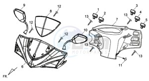 JET 4 50cc 45KMH drawing HEAD LIGHT COVER / SPEEDOMETER COWL / MIRRORS