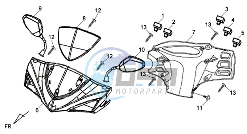 HEAD LIGHT COVER / SPEEDOMETER COWL / MIRRORS