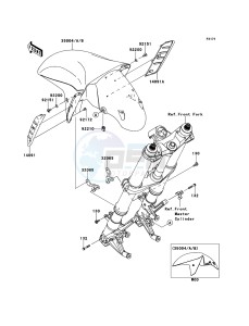 ZZR1400_ABS ZX1400FEF FR GB XX (EU ME A(FRICA) drawing Front Fender(s)