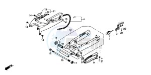 NSR125R drawing SWINGARM/CHAIN CASE