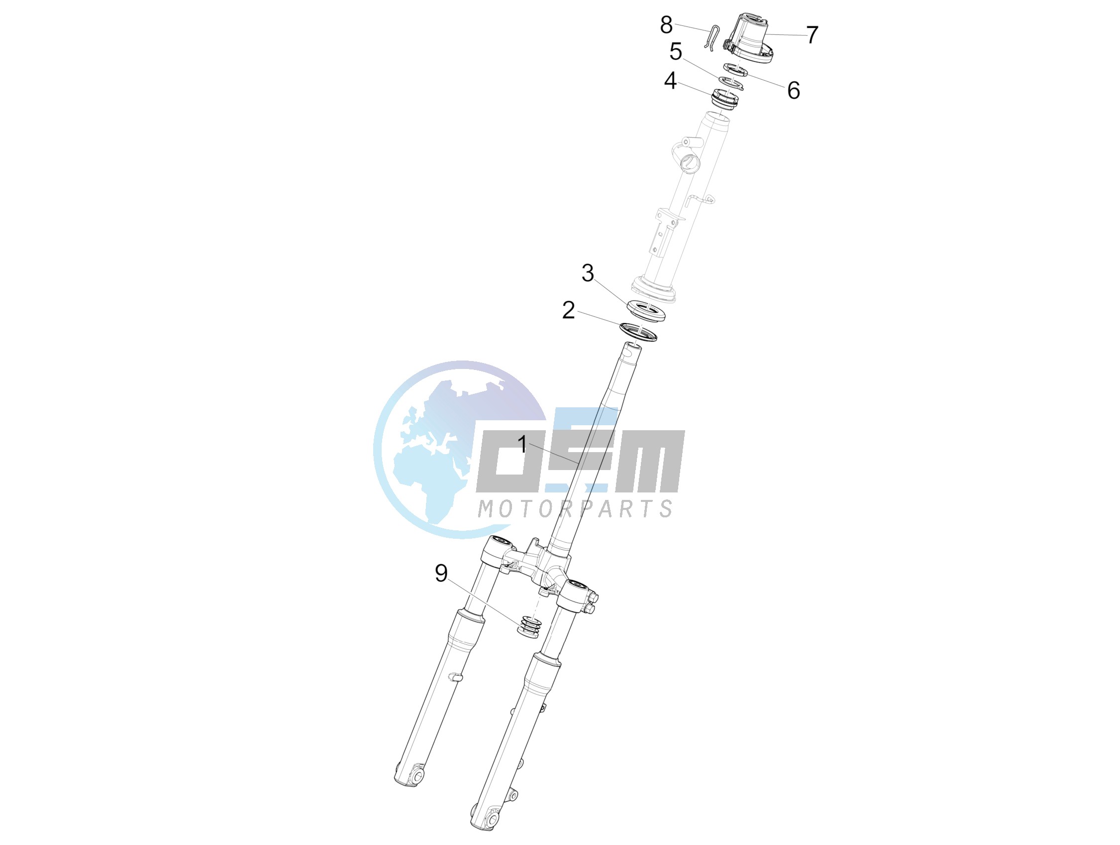 Fork/steering tube - Steering bearing unit