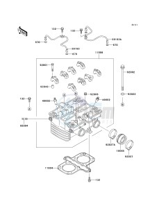 EX 500 D [NINJA 500R] (D10-D12) [NINJA 500R] drawing CYLINDER HEAD