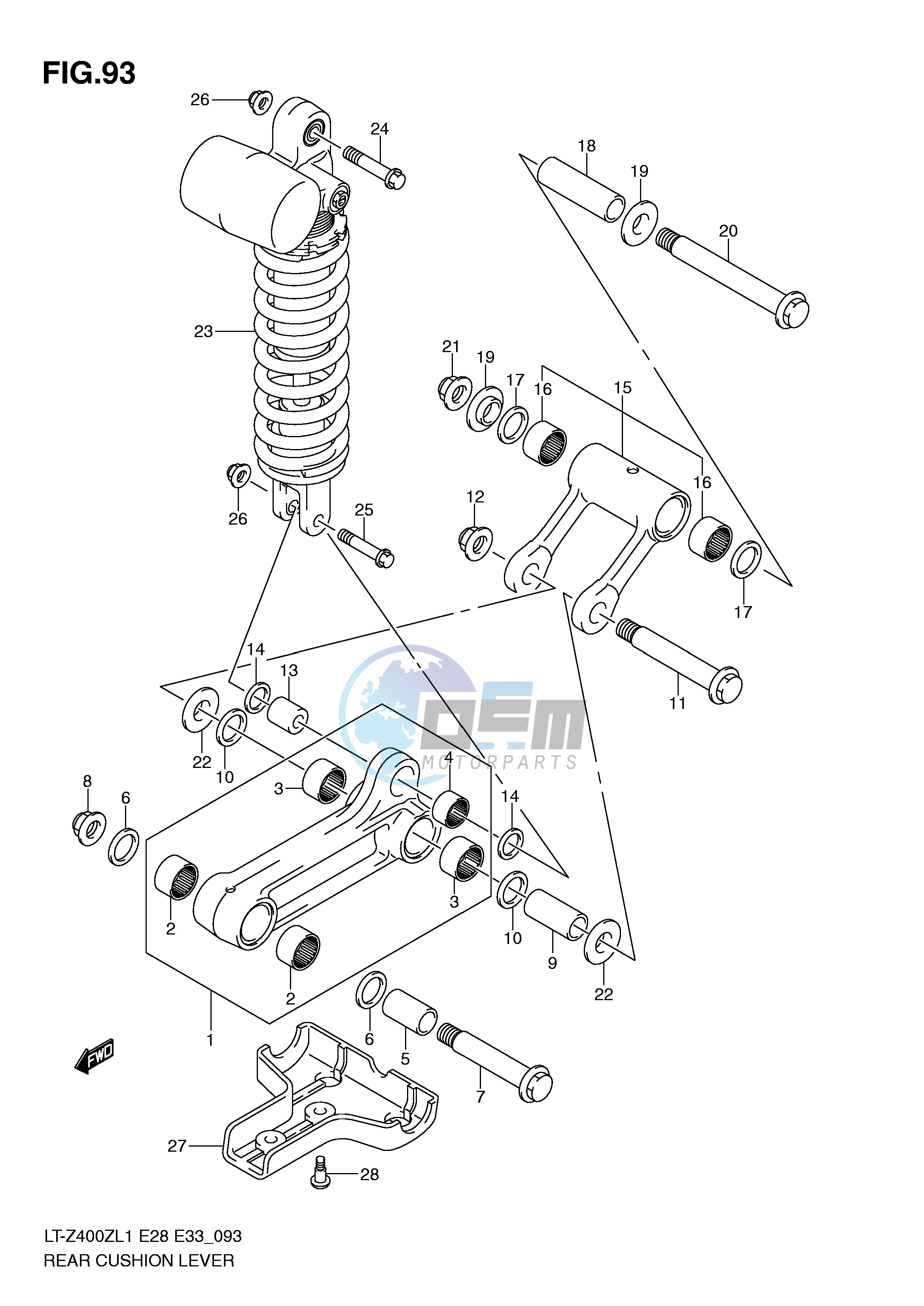 REAR CUSHION LEVER (LT-Z400L1 E28)