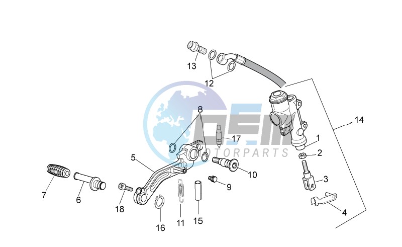 Rear master brake cylinder