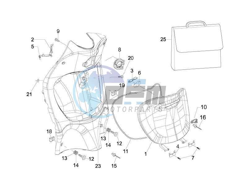 Front glove-box - Knee-guard panel