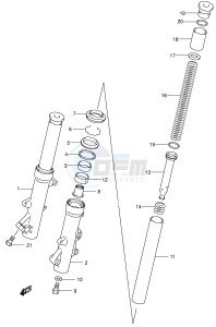 AN400 (E2) Burgman drawing FRONT FORK DAMPER (MODEL X)