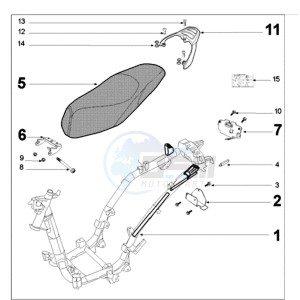 TWEET 125 N drawing FRAME AND SADDLE SMALL TANK