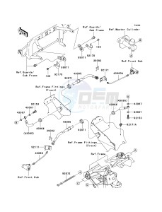 KAF 400 B [MULE 600] (B1) B1 drawing FRONT BRAKE PIPING