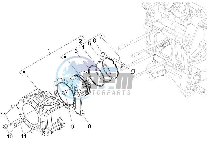 Cylinder - piston - wrist pin unit