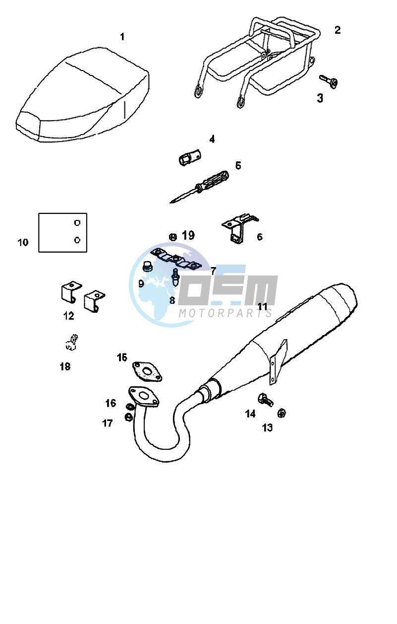 Seat-luggage carrier-exhaust