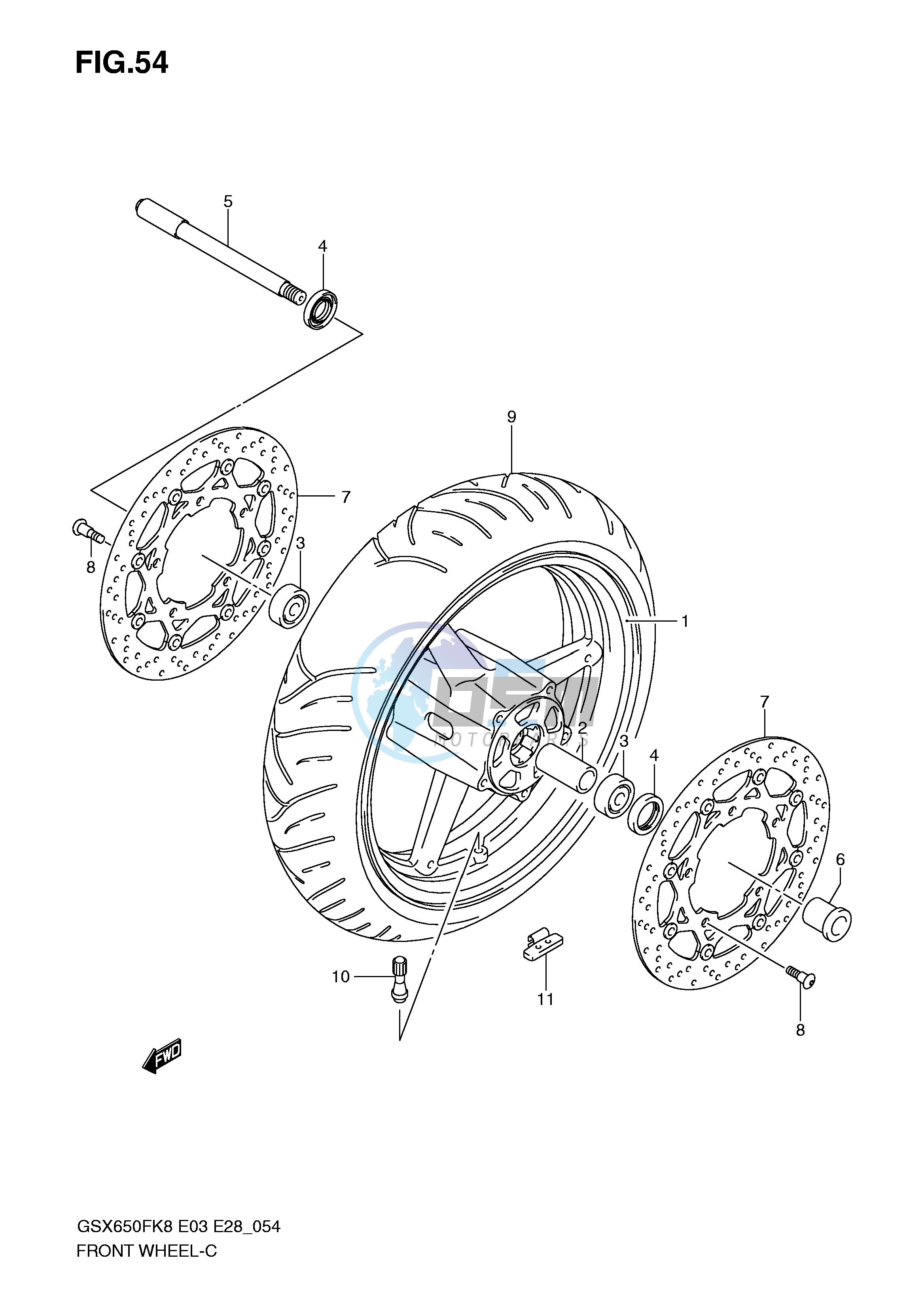 FRONT WHEEL (GSX650FK8 K9 L0)