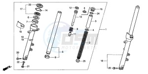 CB600F2 CB600S drawing FRONT FORK (CB600F2/F22/3/4)