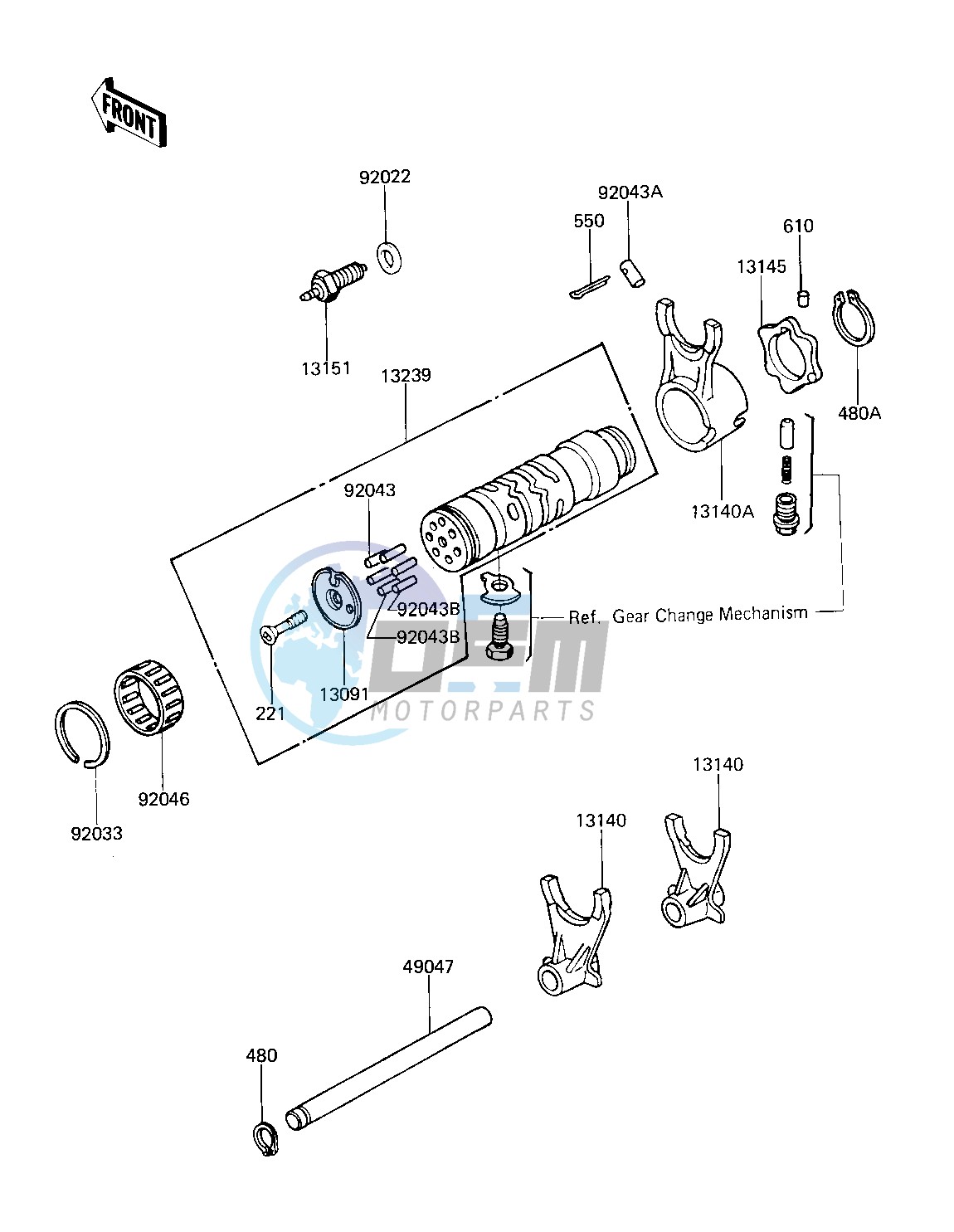 GEAR CHANGE DRUM & FORKS -- 81 -82 KZ750-E2_E3- -