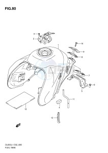 DL650 (E2) V-Strom drawing FUEL TANK (DL650UEL1 E19)