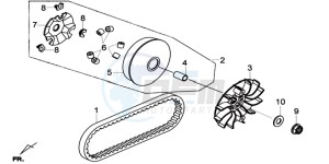 GTS 125I EURO4 LONG VISOR L7 drawing CLUTCH / V BELT