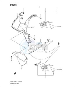 GSX1300R drawing SIDE COWLING (GSX1300RL1 E14)