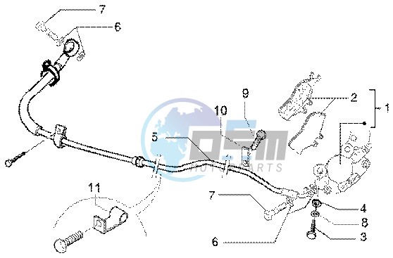 Rear brake piping-rear brake caliper