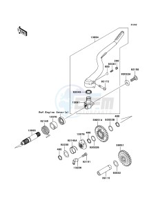 KX250F KX250T8F EU drawing Kickstarter Mechanism