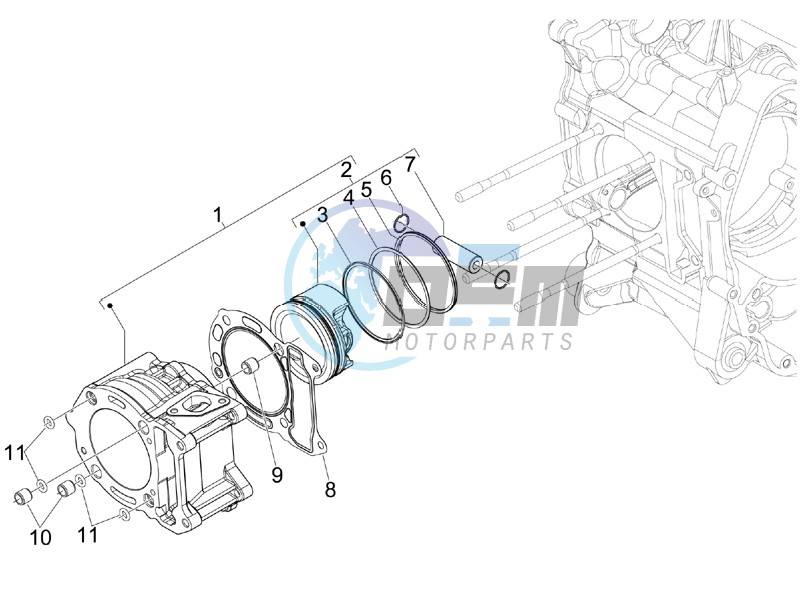 Cylinder-piston-wrist pin unit