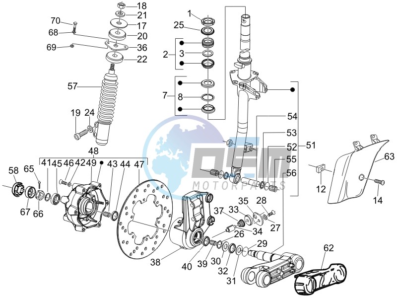 Fork - steering tube - Steering bearing unit