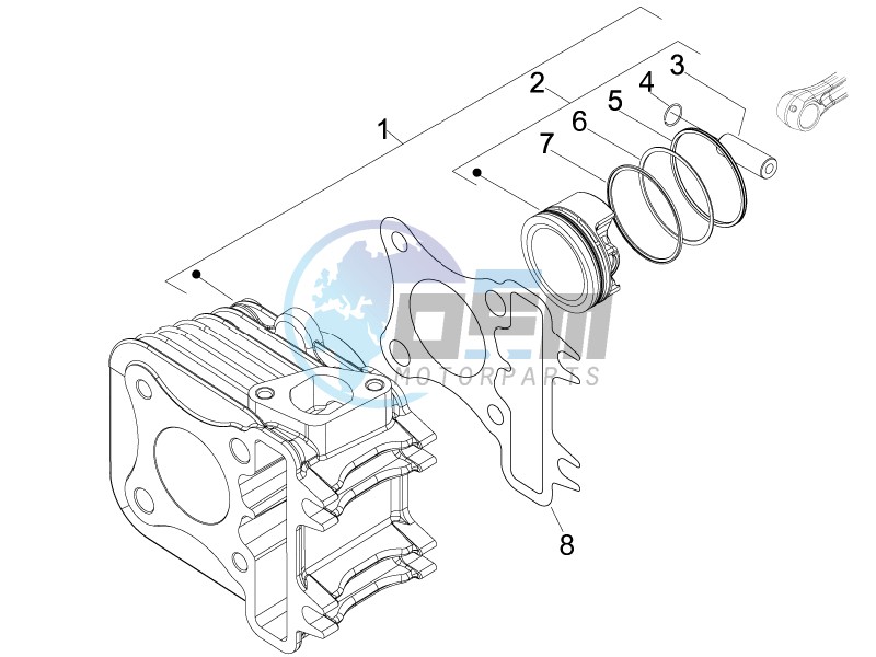 Cylinder-piston-wrist pin unit