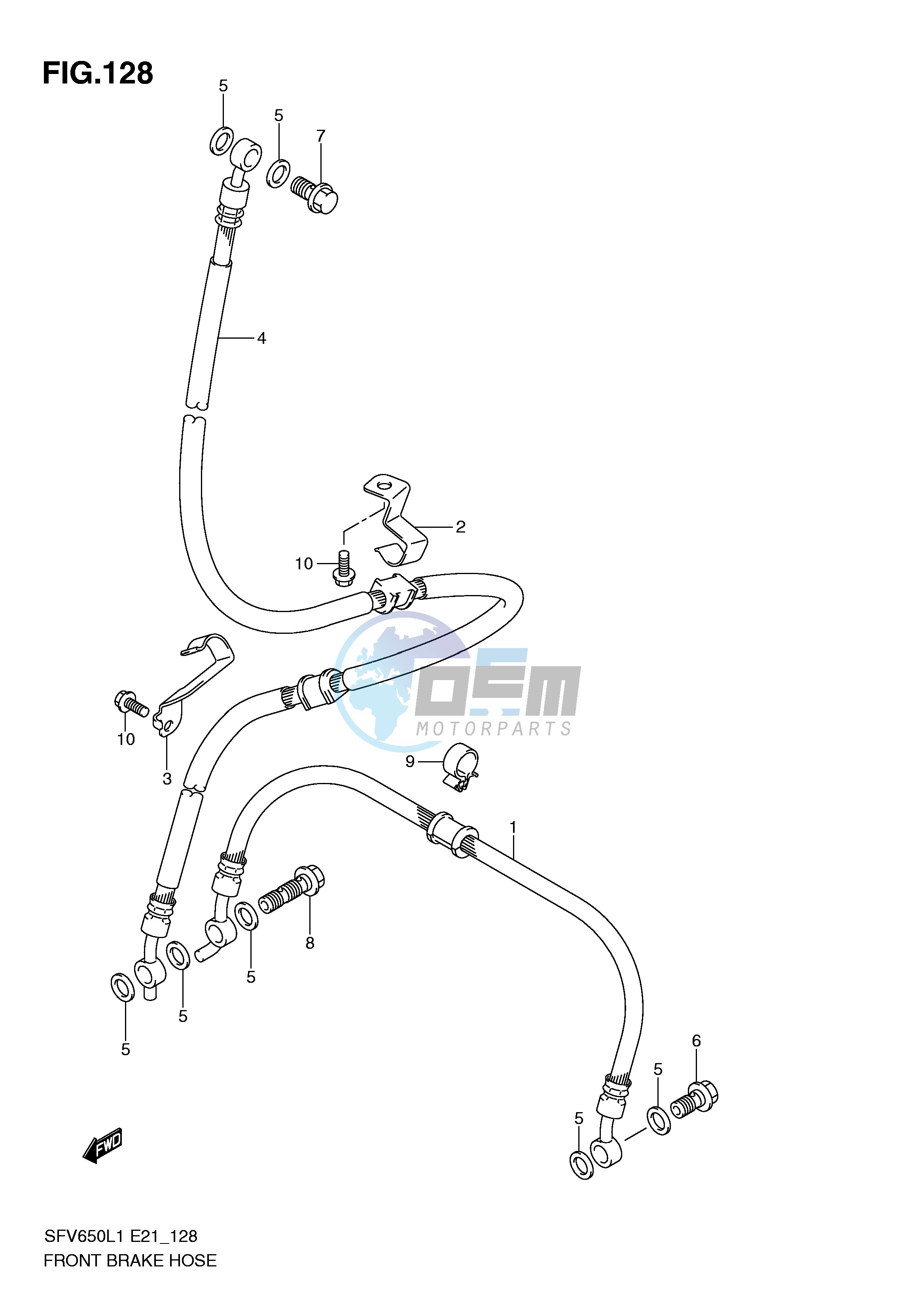 FRONT BRAKE HOSE (SFV650UL1 E21)