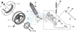 JET SPORT X SR 50 drawing REAR WHEEL - REAR SUSPENSION - CENTRAL STAND