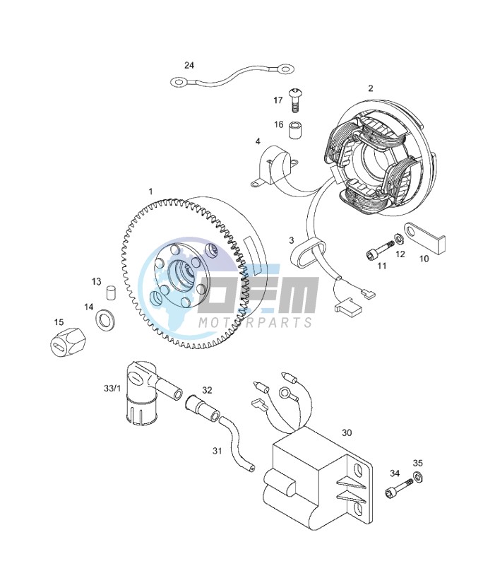 Magneto assembly-electric starter