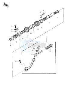 KZ 400 D (D) drawing KICKSTARTER MECHANISM -- 74 -75 KZ400_KZ400D- -